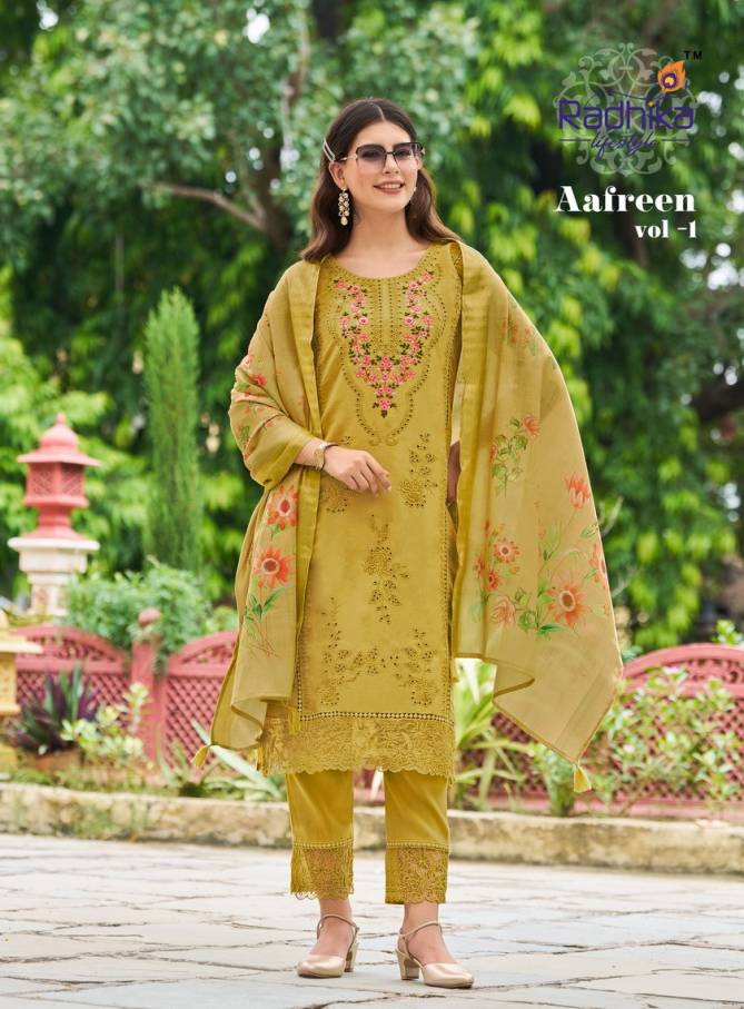 Aafreen Vol 1 By Radhika Silk Designer Kurti With Bottom Dupatta Wholesale Shop In Surat
